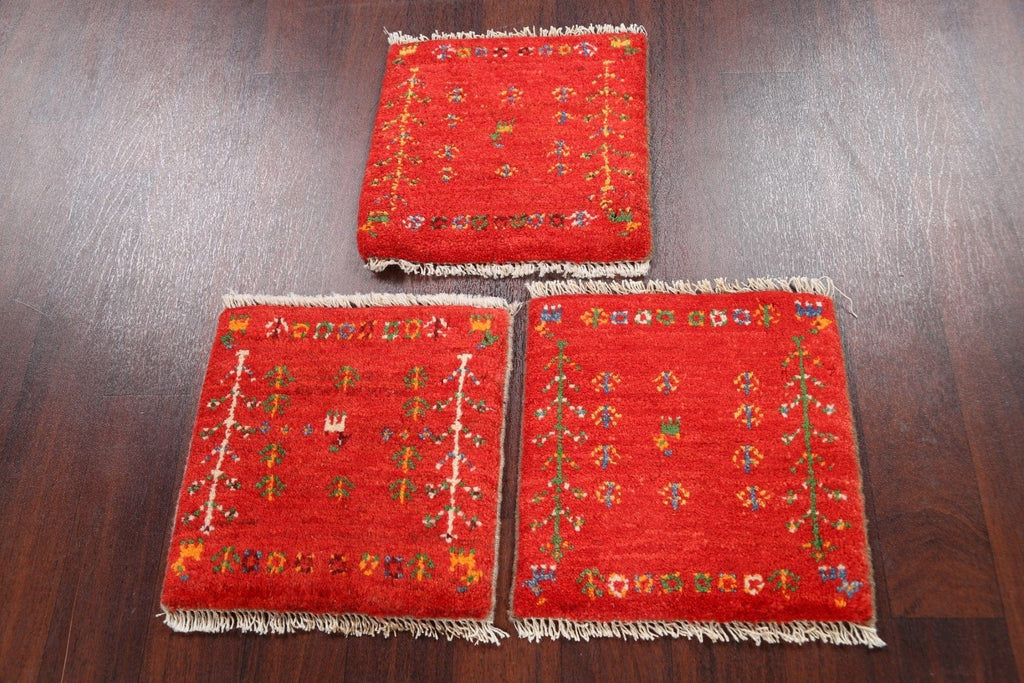 Set of 3 Tribal Gabbeh Persian Area Rugs 1x1 Square