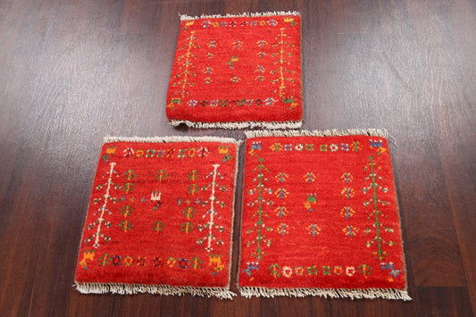 Set of 3 Tribal Gabbeh Persian Area Rugs 1x1 Square