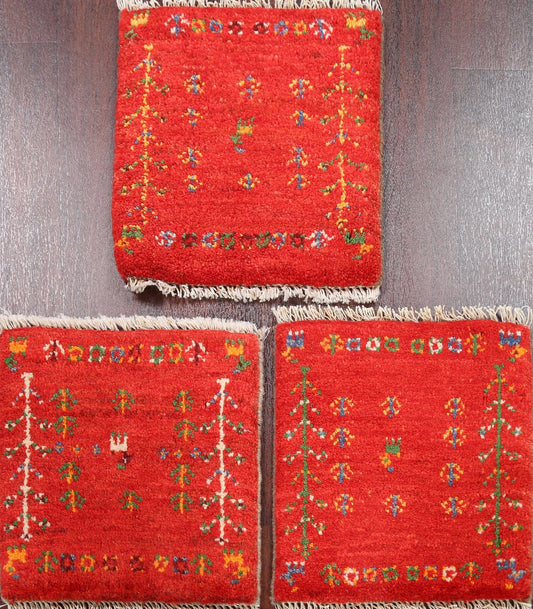 Set of 3 Tribal Gabbeh Persian Area Rugs 1x1 Square