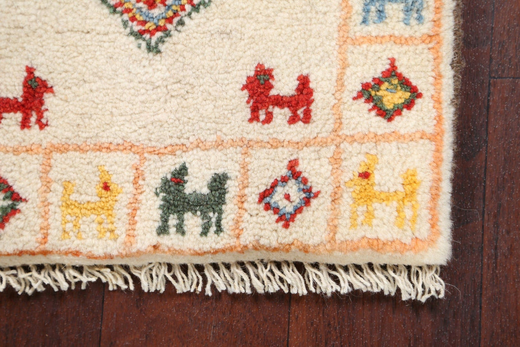 Set of 2 Tribal Gabbeh Persian Area Rugs 1x1 Square