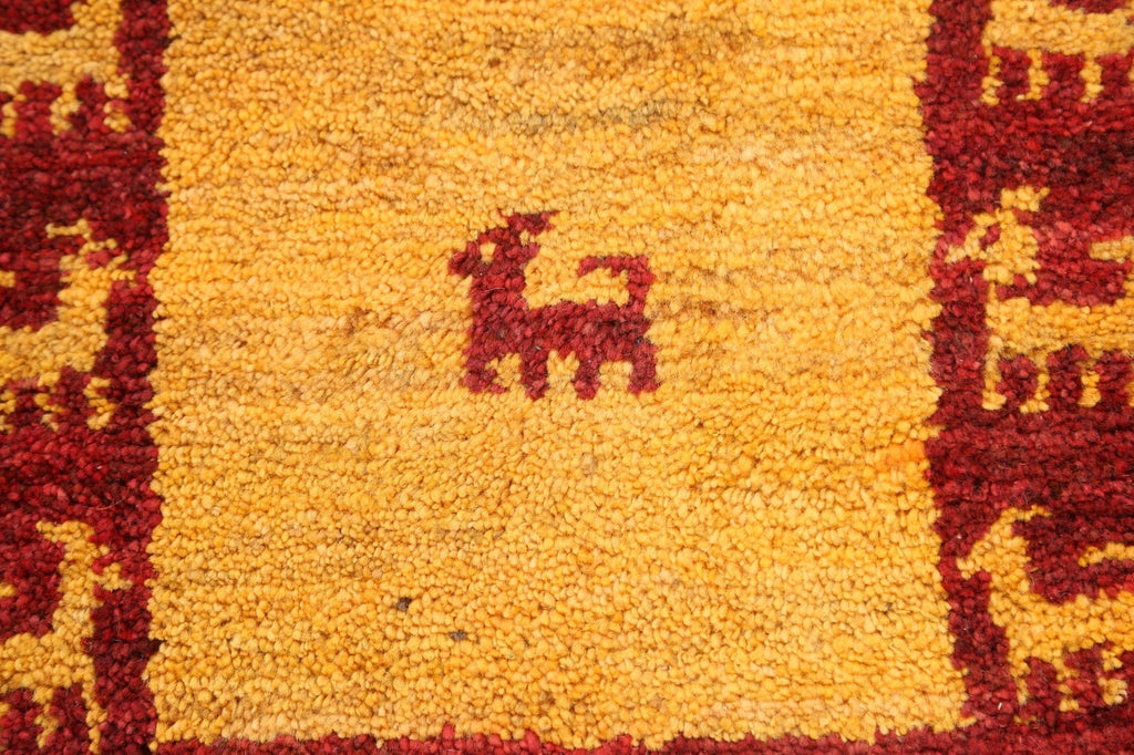 Set of 2 Tribal Gabbeh Persian Area Rugs 1x1 Square