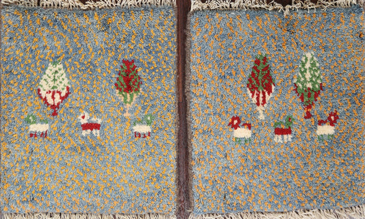 Set of 2 Tribal Gabbeh Persian Area Rugs 1x1 Square