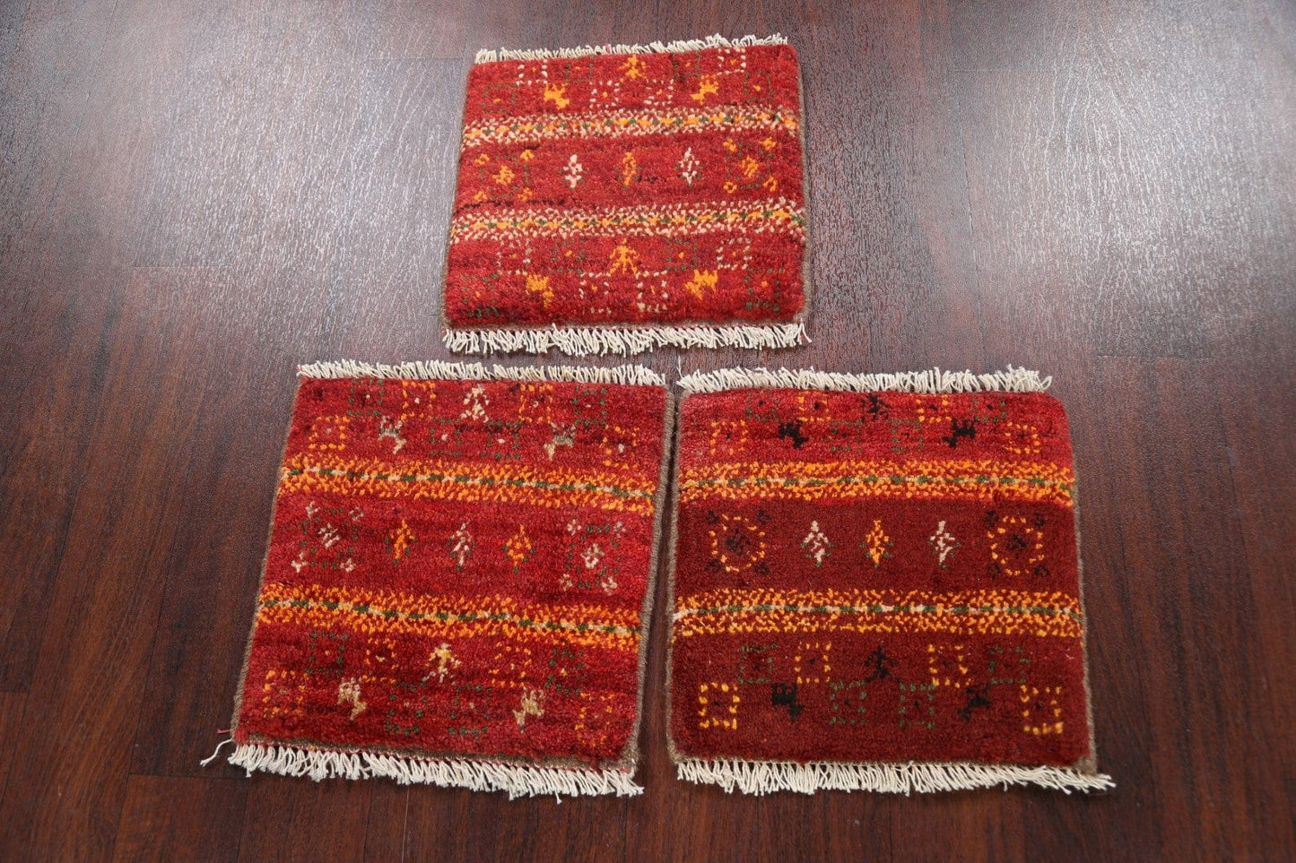 Set of 3 Tribal Gabbeh Persian Area Rugs 1x1 Square