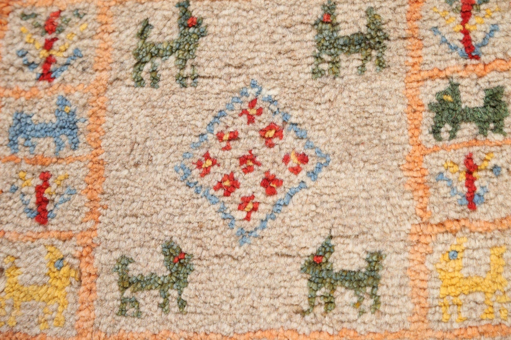 Set of 2 Tribal Gabbeh Persian Area Rugs 1x1 Square