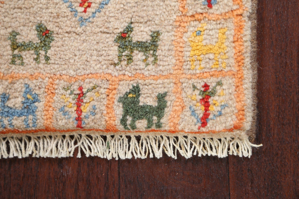 Set of 2 Tribal Gabbeh Persian Area Rugs 1x1 Square