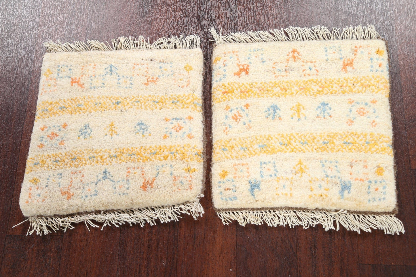 Set of 2 Tribal Gabbeh Persian Area Rugs 1x1 Square