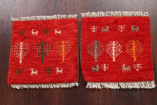 Set of 2 Tribal Gabbeh Persian Area Rugs 1x1 Square