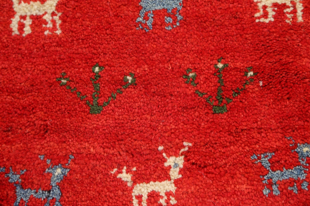 Set of 2 Tribal Gabbeh Persian Area Rugs 1x1 Square