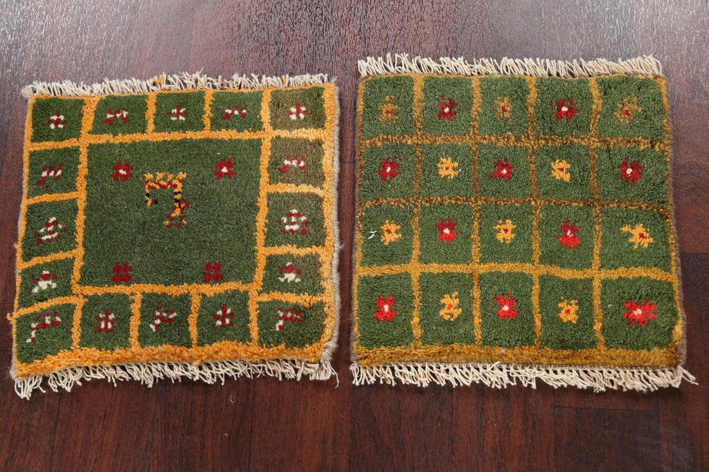 Set of 2  Tribal Gabbeh Persian Area Rugs 1x1 Square