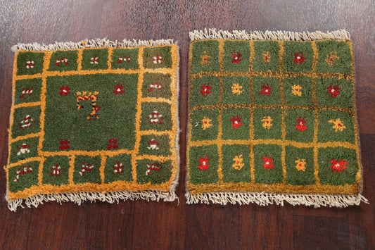 Set of 2  Tribal Gabbeh Persian Area Rugs 1x1 Square