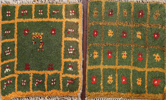 Set of 2  Tribal Gabbeh Persian Area Rugs 1x1 Square