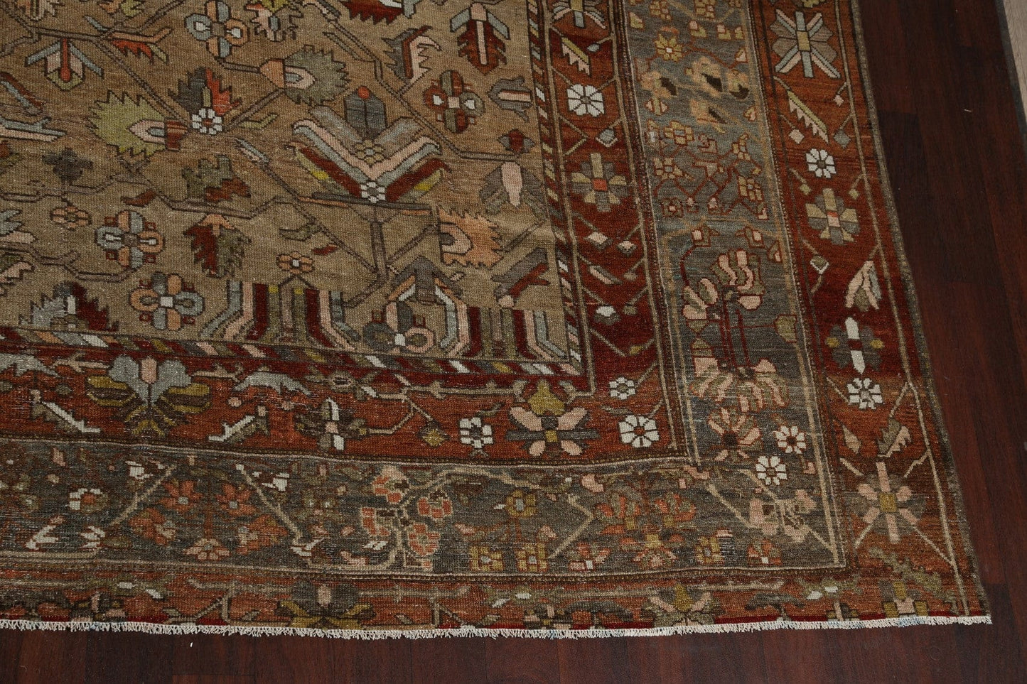 Pre-1900 Antique Bakhtiari Vegetable Dye Persian Rug 13x19