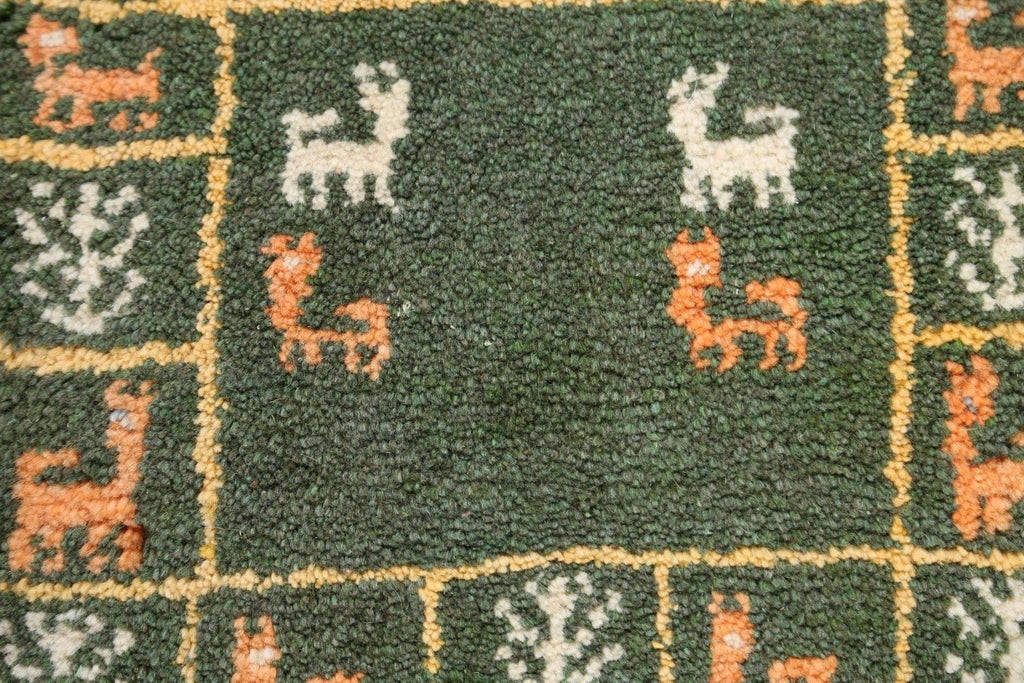 Set of 2 Tribal Gabbeh Persian Area Rugs 1x1 Square