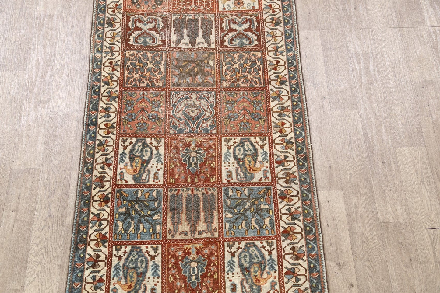 Antique Garden Design Bakhtiari Persian Runner Rug 4x13