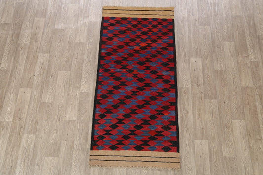 Flat-Woven Kilim Oriental Runner Rug 3x7