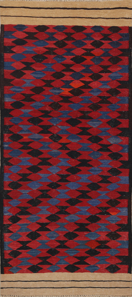 Flat-Woven Kilim Oriental Runner Rug 3x7