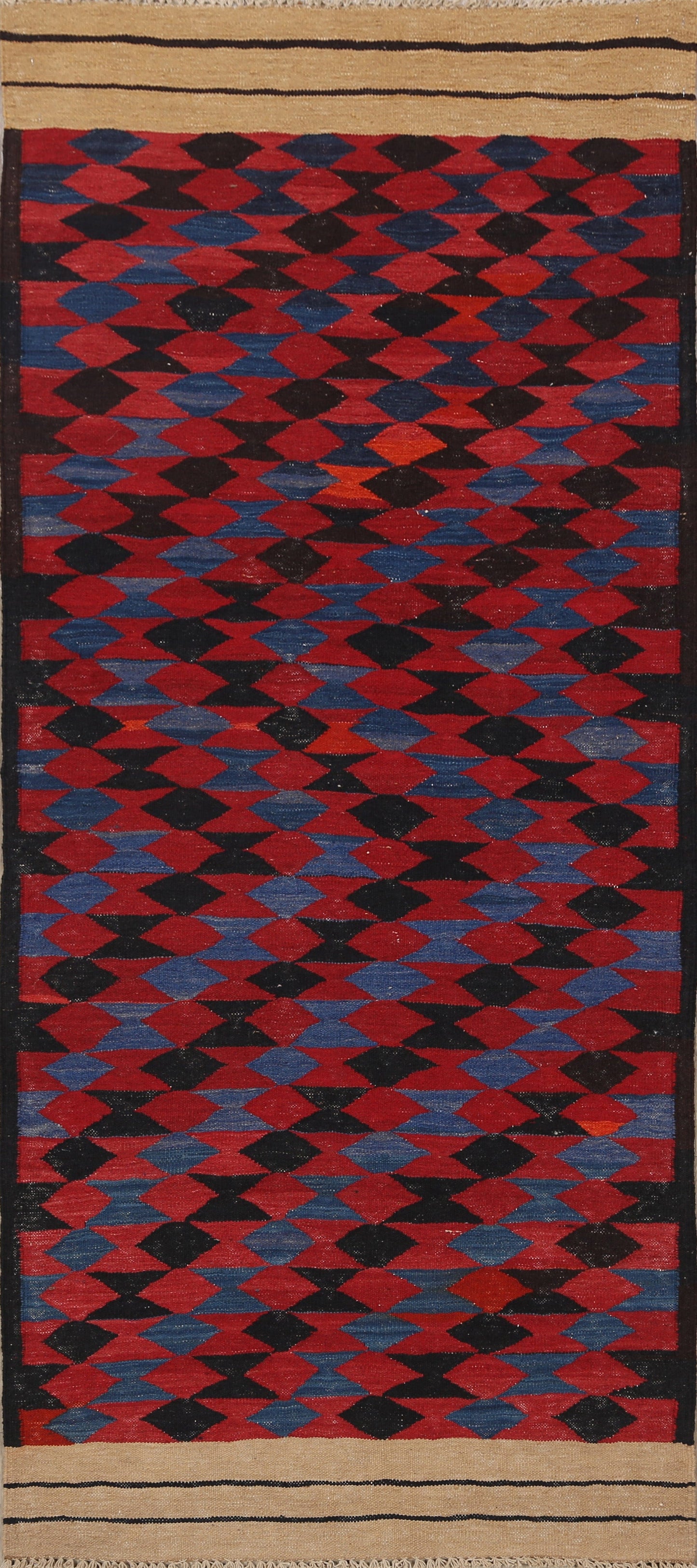 Flat-Woven Kilim Oriental Runner Rug 3x7