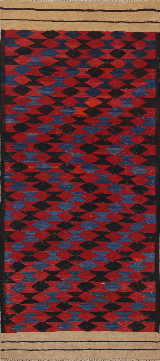 Flat-Woven Kilim Oriental Runner Rug 3x7