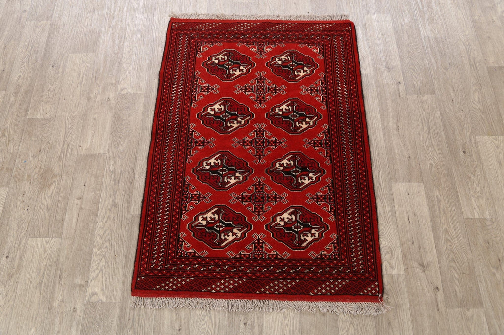 Red Handmade Bokhara Wool Rug 3x5