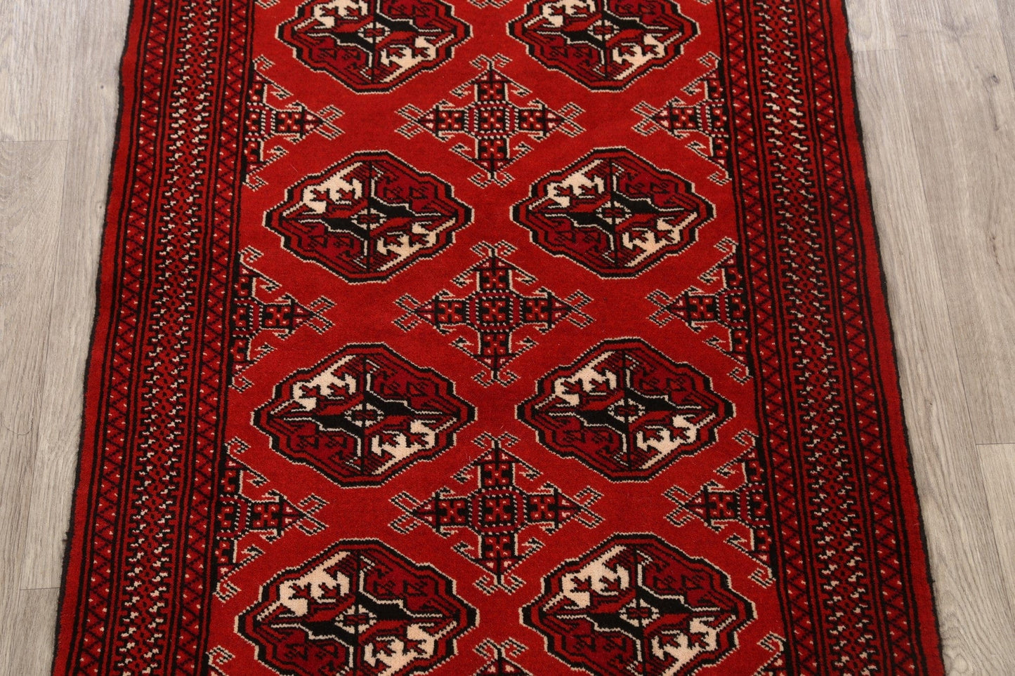 Red Handmade Bokhara Wool Rug 3x5