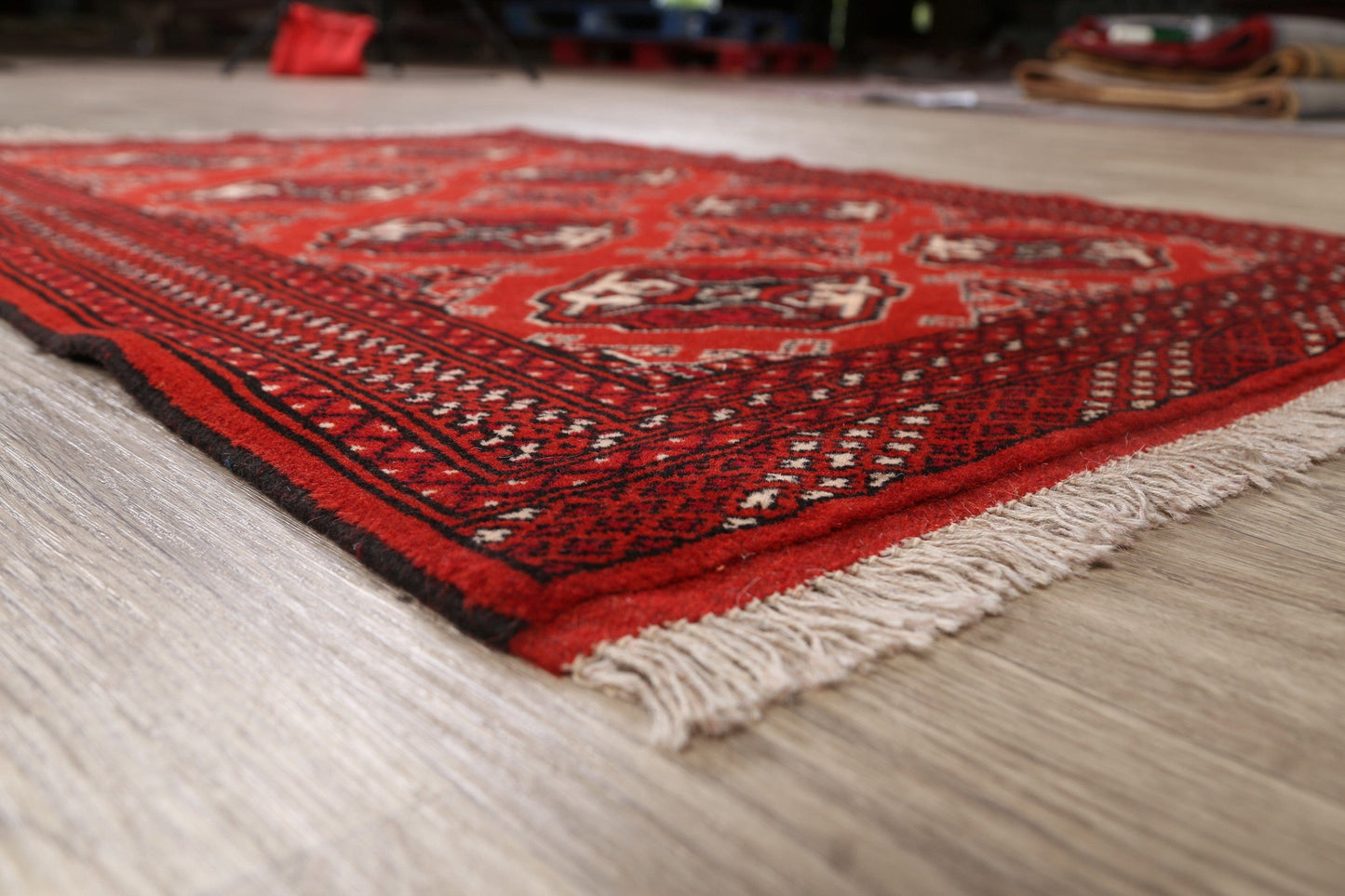 Red Handmade Bokhara Wool Rug 3x5