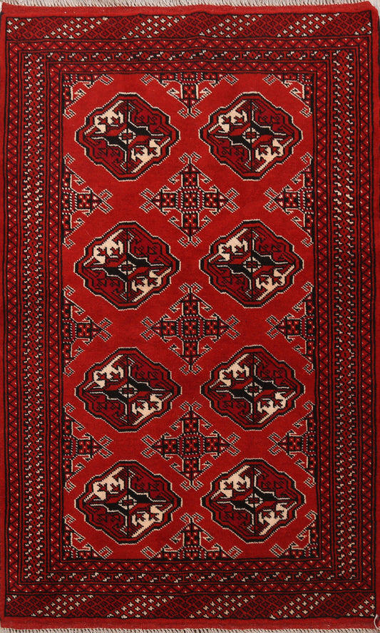 Red Handmade Bokhara Wool Rug 3x5