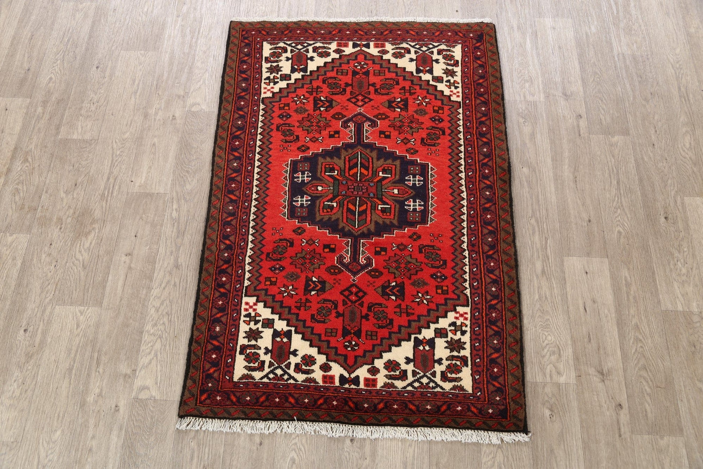 Tribal Hamedan Persian Area Rug 3x5