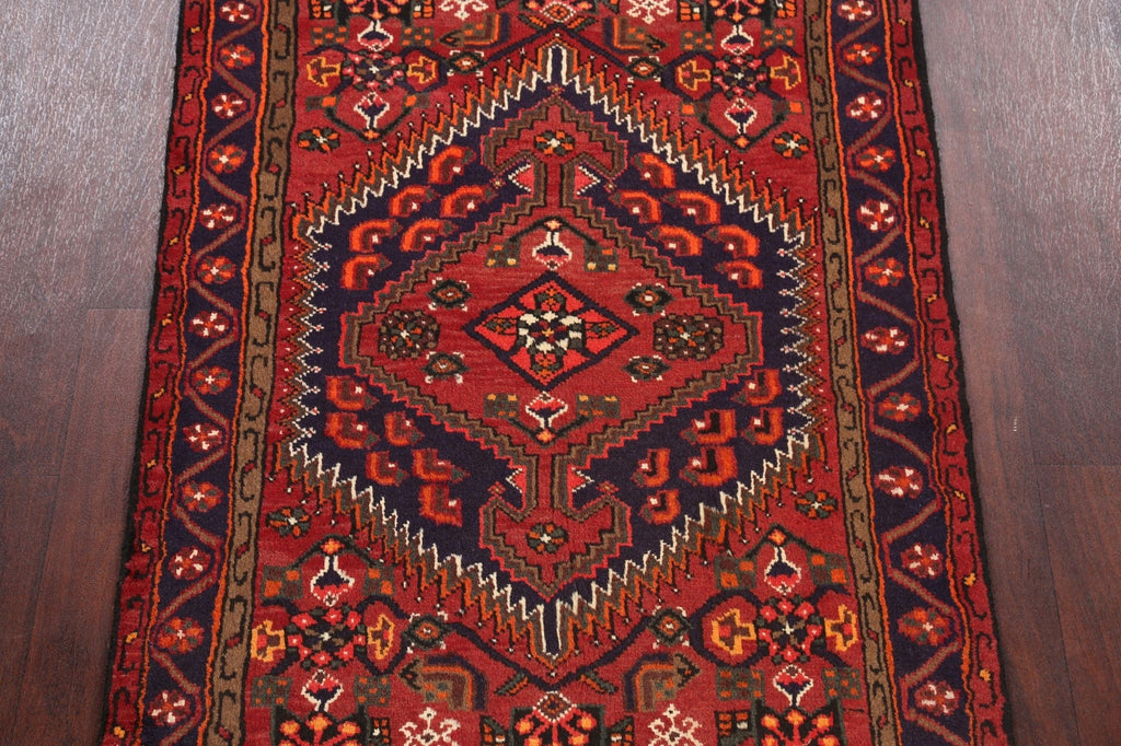 Red Geometric Hamedan Persian Wool Rug 3x5