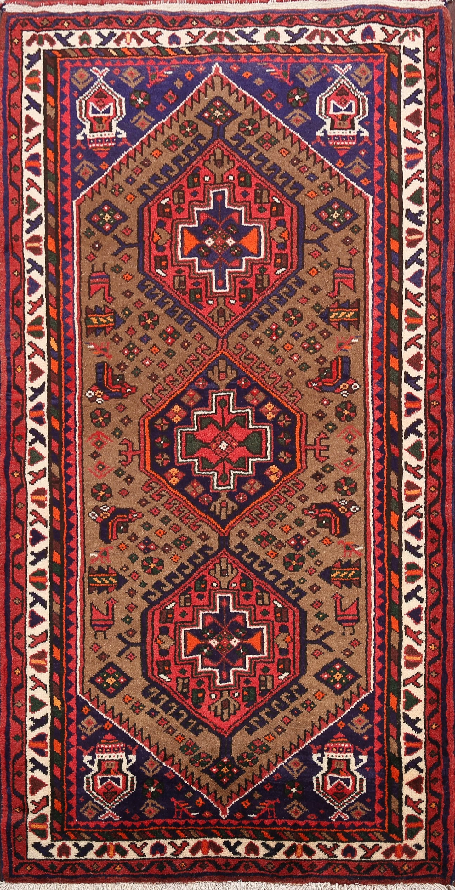 Tribal Hamedan Persian Area Rug 3x6