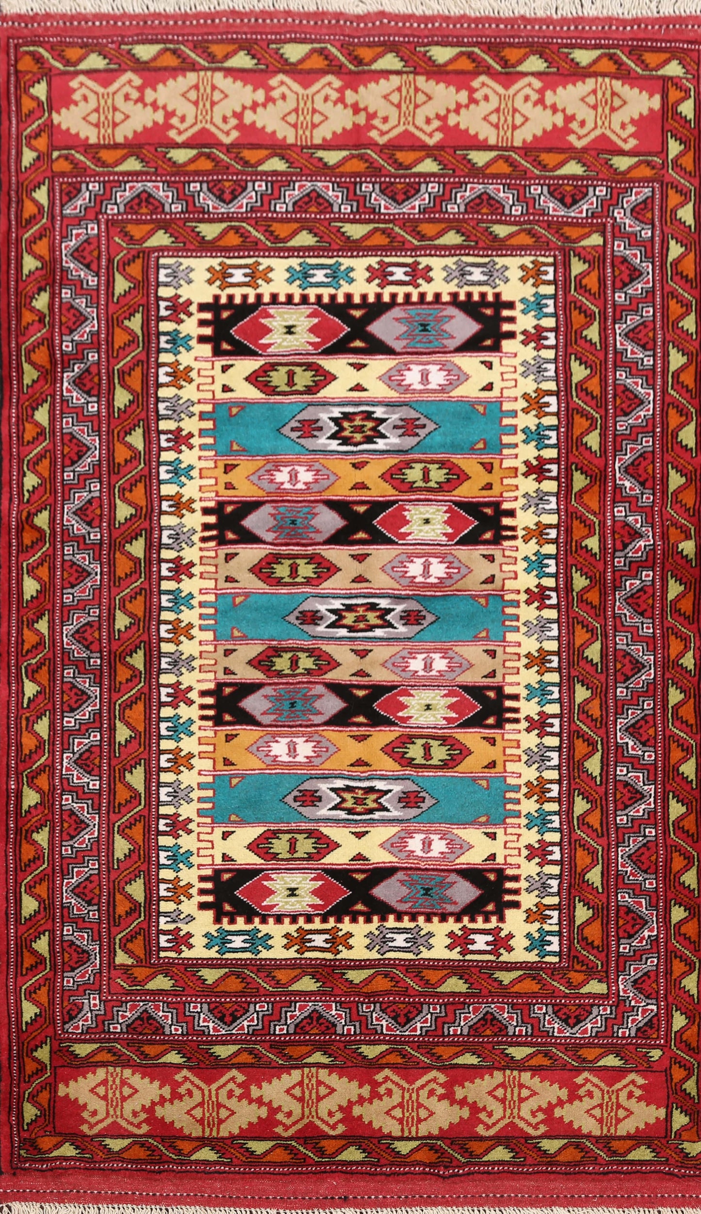 Tribal Turkoman Persian Area Rug 4x5