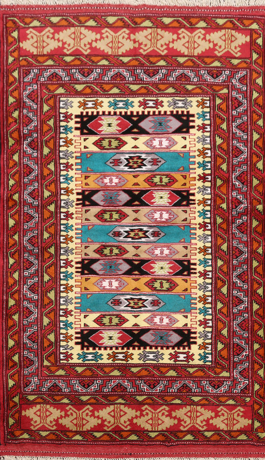 Tribal Turkoman Persian Area Rug 4x5