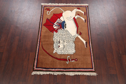 Animal Pictorial Shiraz Persian Area Rug 3x5