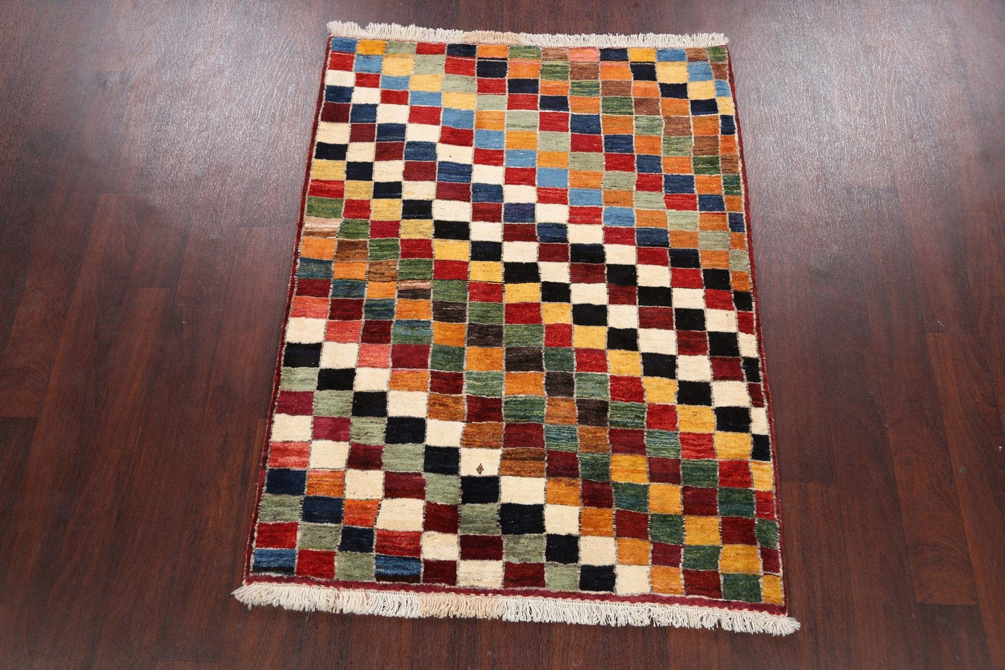 Checkered Gabbeh Persian Area Rug 4x5