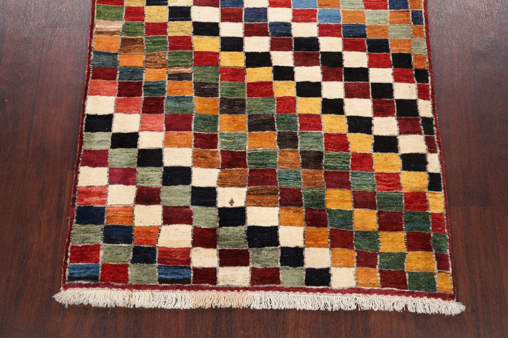 Checkered Gabbeh Persian Area Rug 4x5