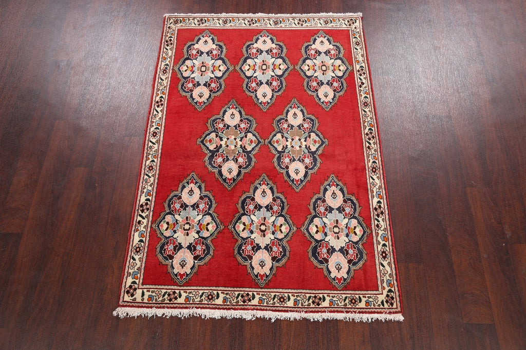 Geometric Sarouk Persian Area Rug 4x5