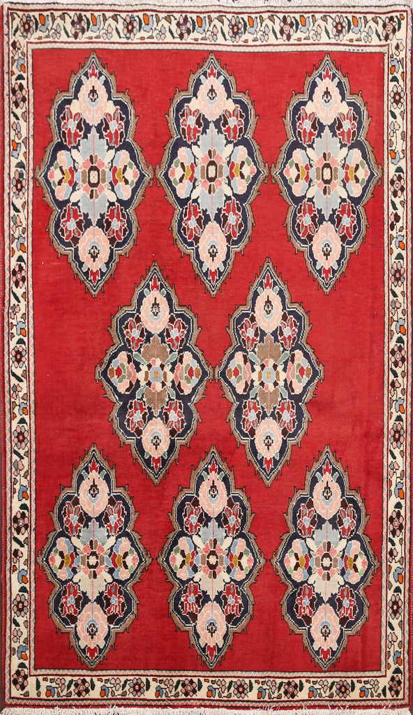 Geometric Sarouk Persian Area Rug 4x5