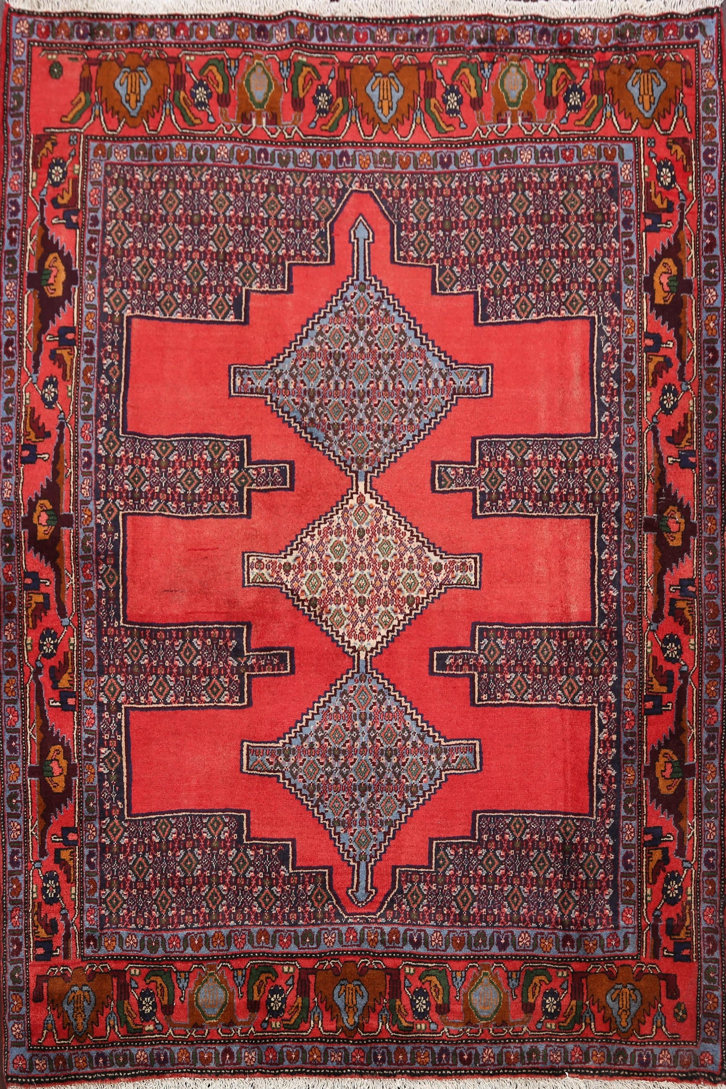 Geometric Bidjar Persian Area Rug 4x5