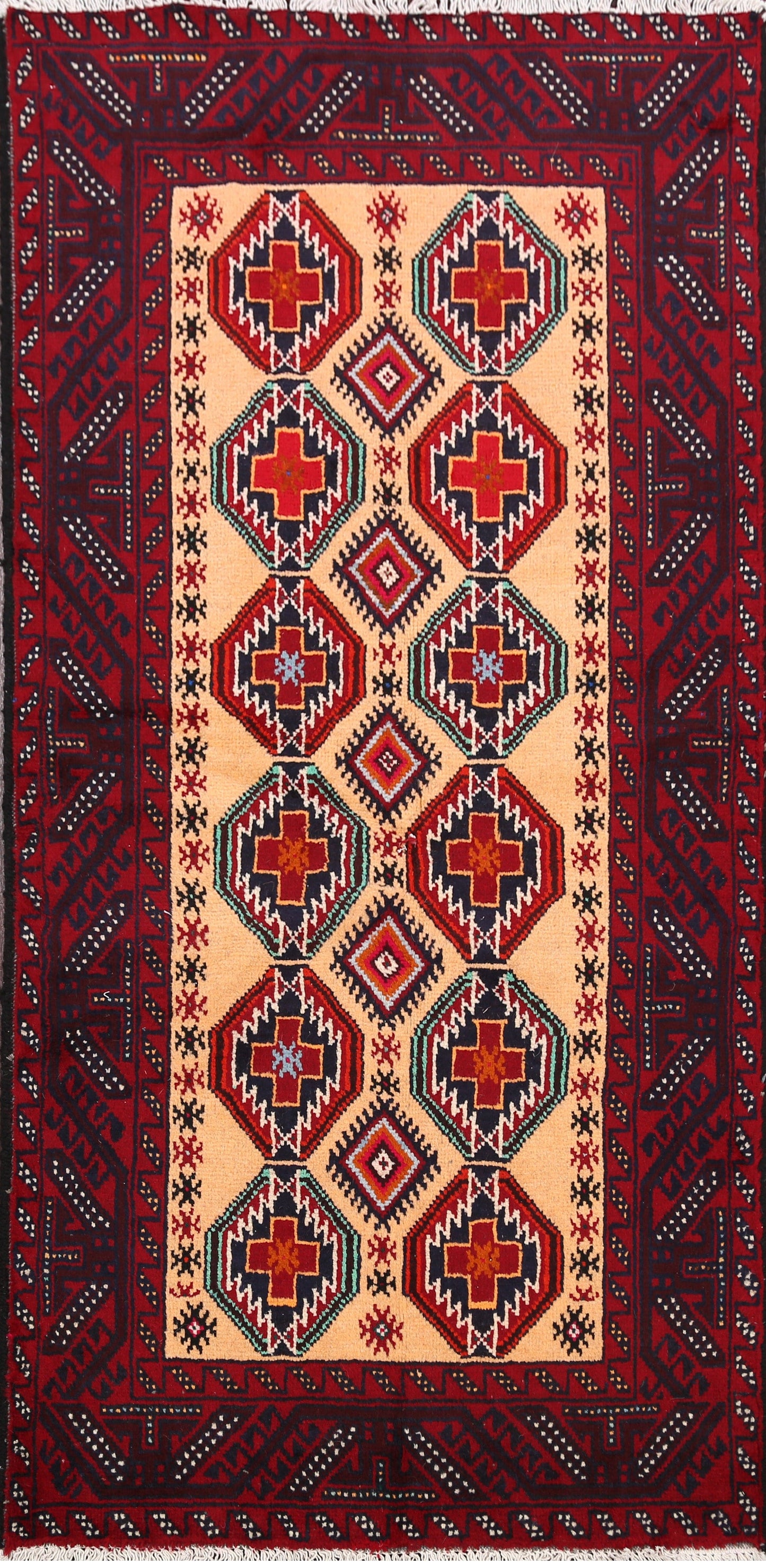 Geometric Balouch Afghan Oriental Area Rug 3x6