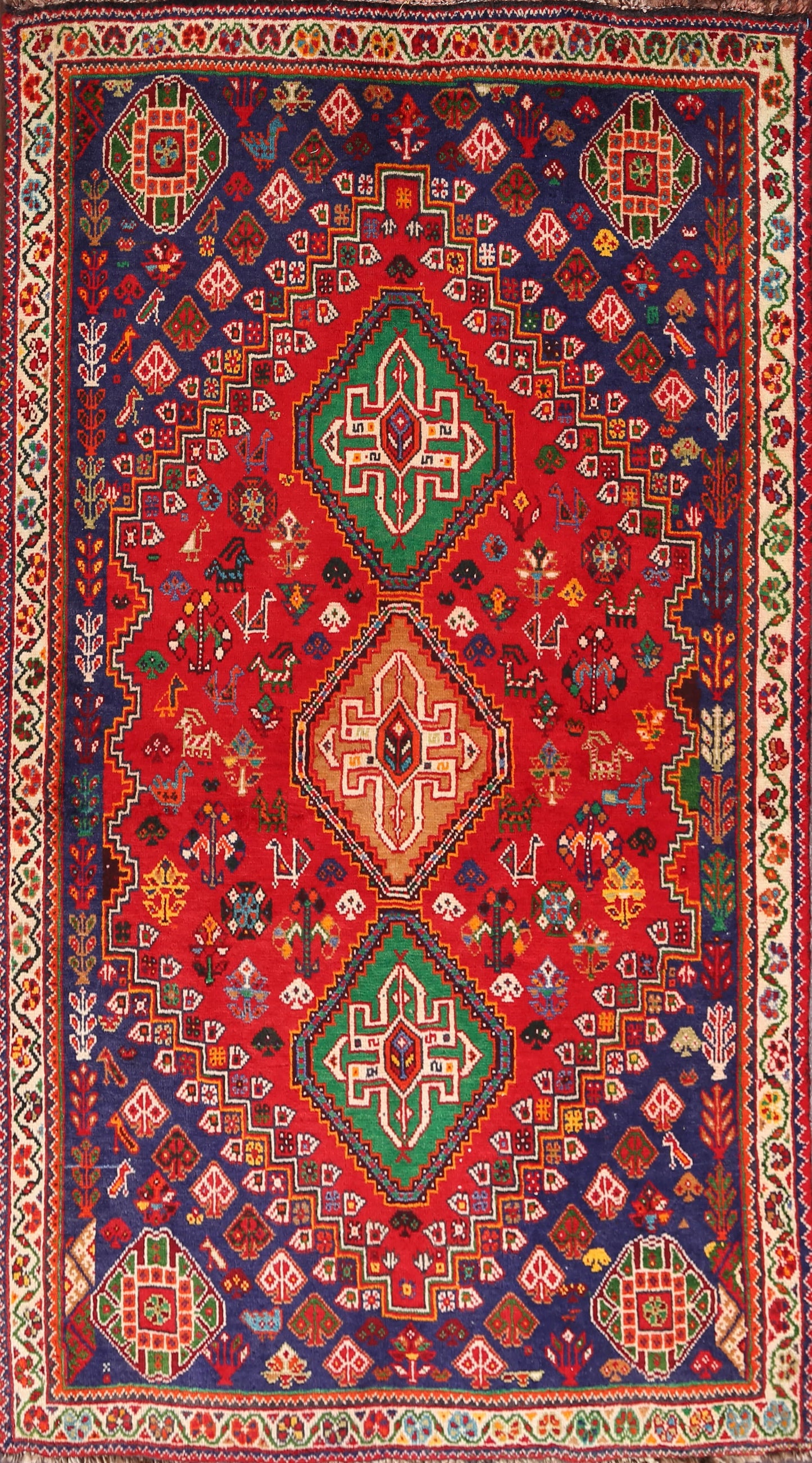 Tribal Abadeh Vegetable Dye Persian Area Rug 4x6