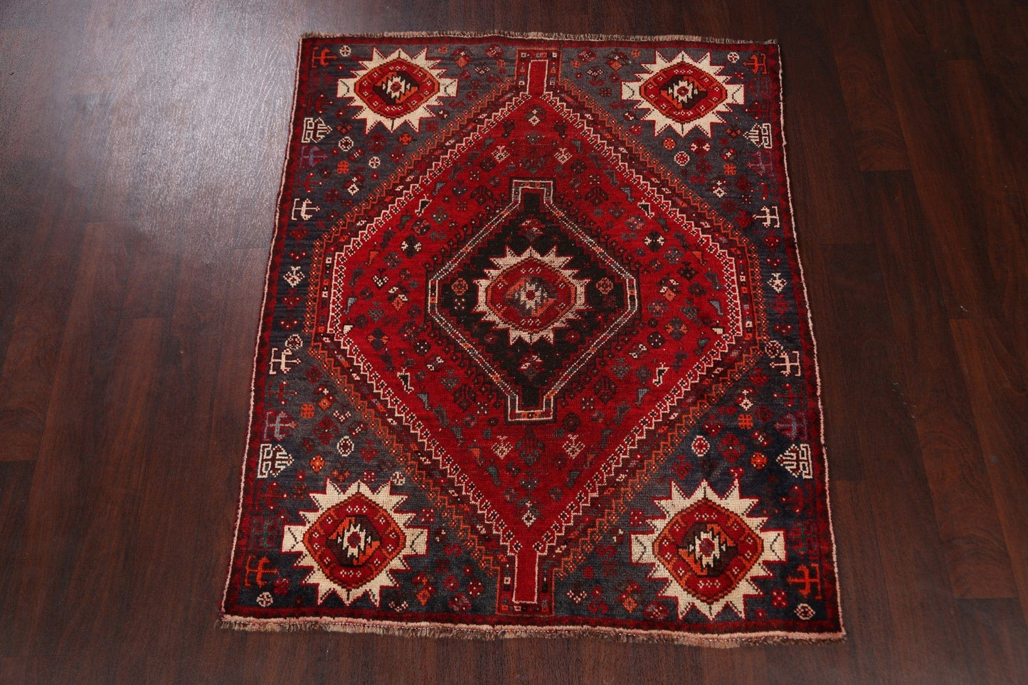 Antique Tribal Shiraz Persian Area Rug 4x5