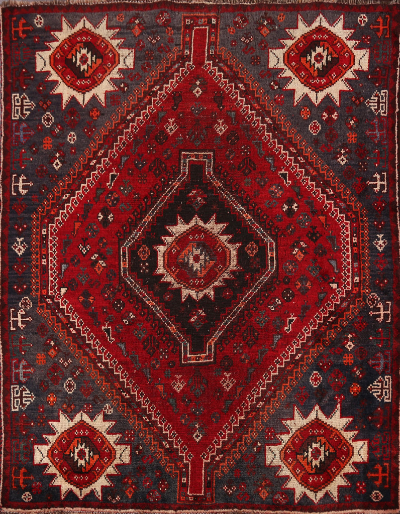 Antique Tribal Shiraz Persian Area Rug 4x5