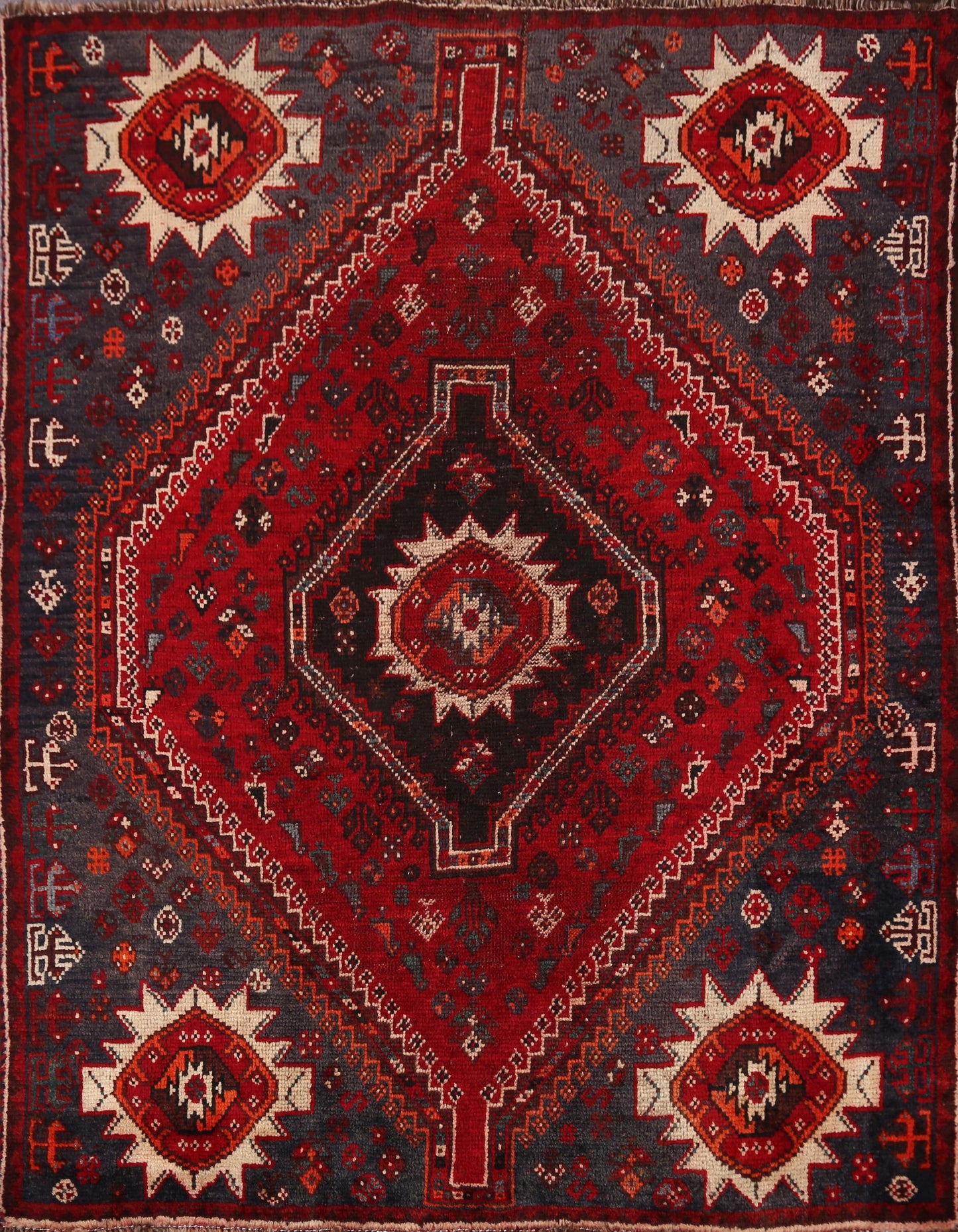 Antique Tribal Shiraz Persian Area Rug 4x5