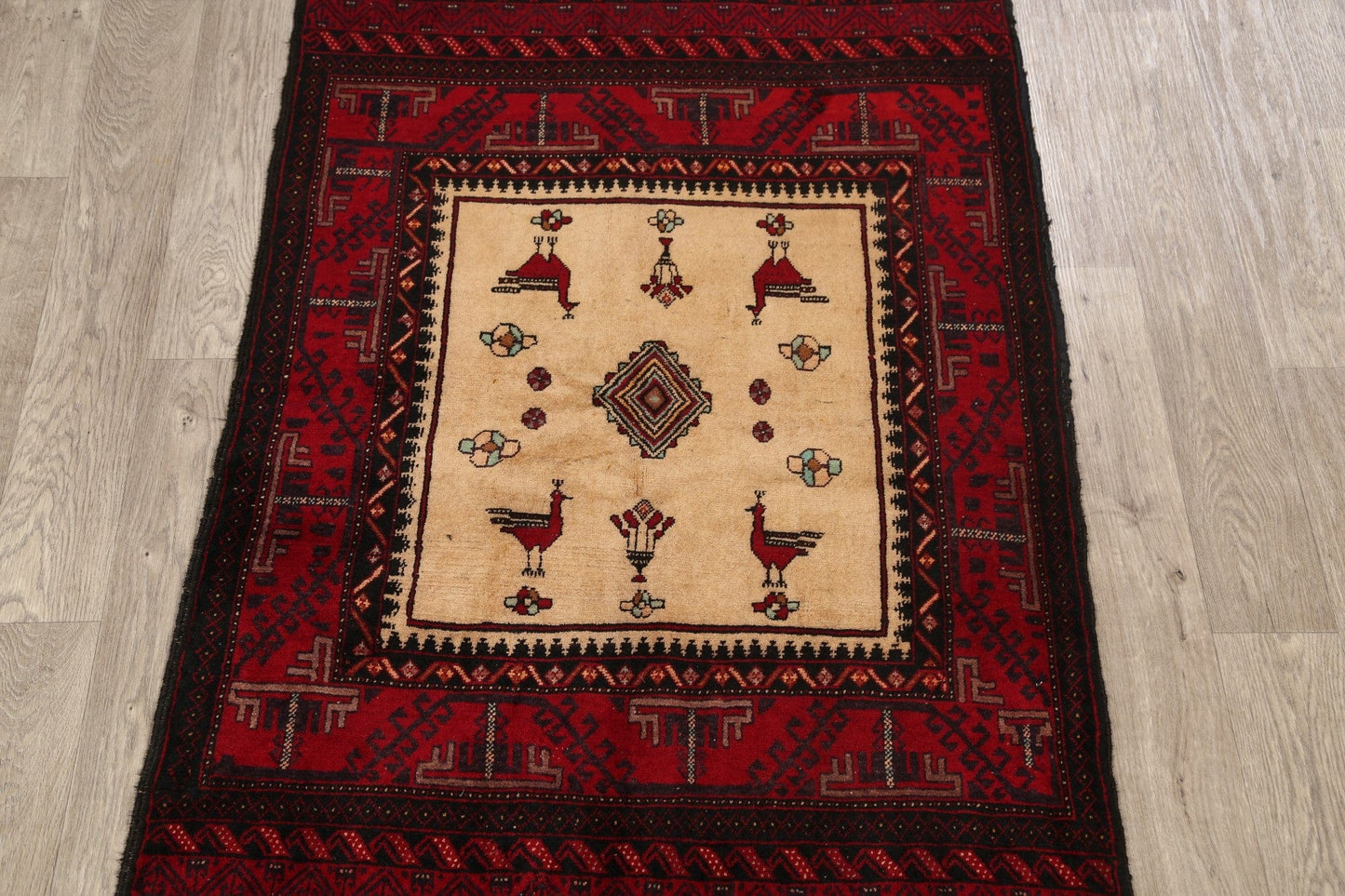 Animal Pictorial Balouch Afghan Oriental Area Rug 4x6