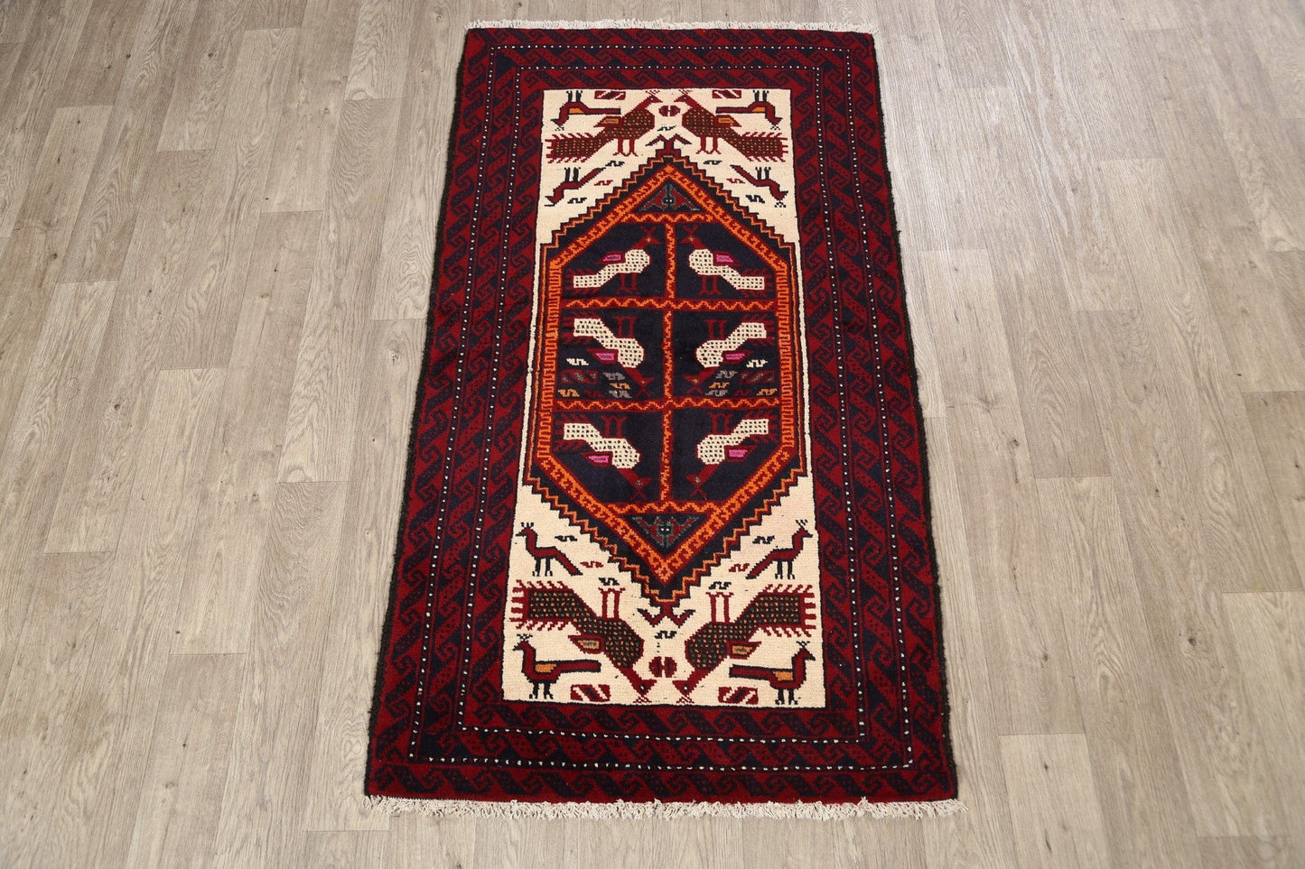 Tribal Balouch Afghan Oriental Area Rug 3x6