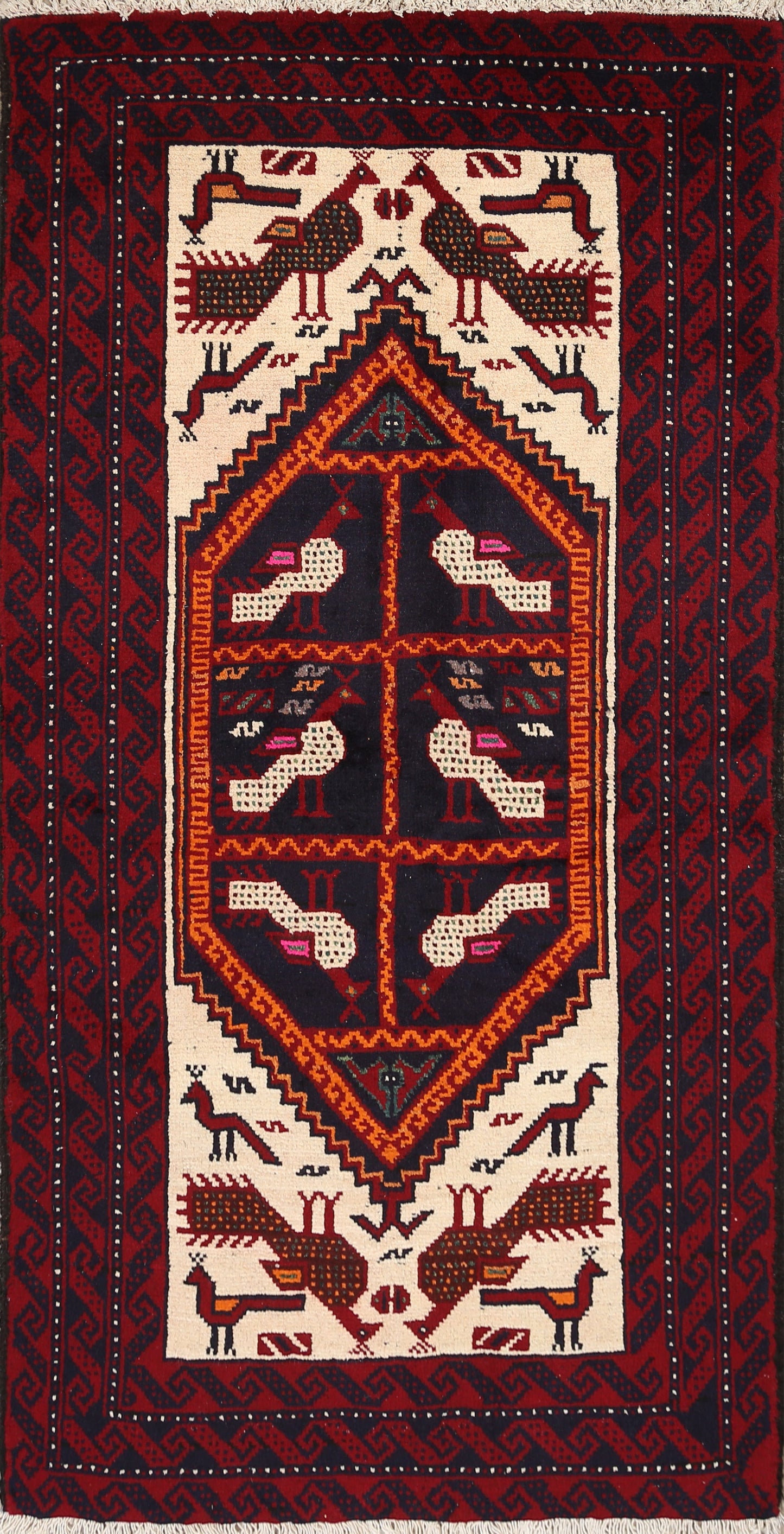 Tribal Balouch Afghan Oriental Area Rug 3x6