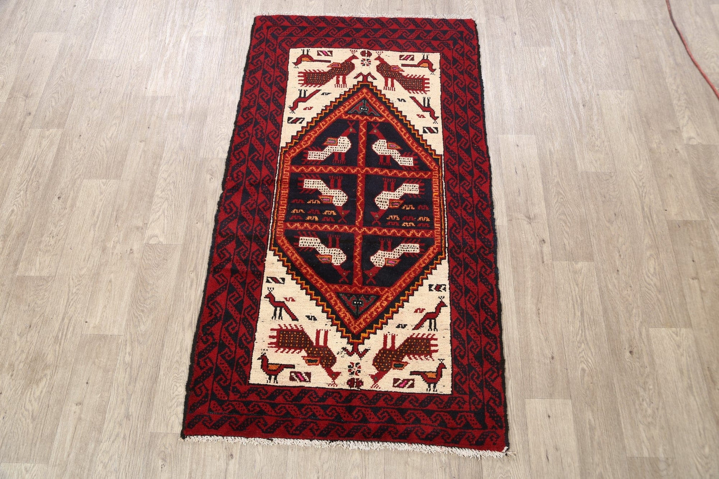 Tribal Balouch Afghan Oriental Area Rug 3x6