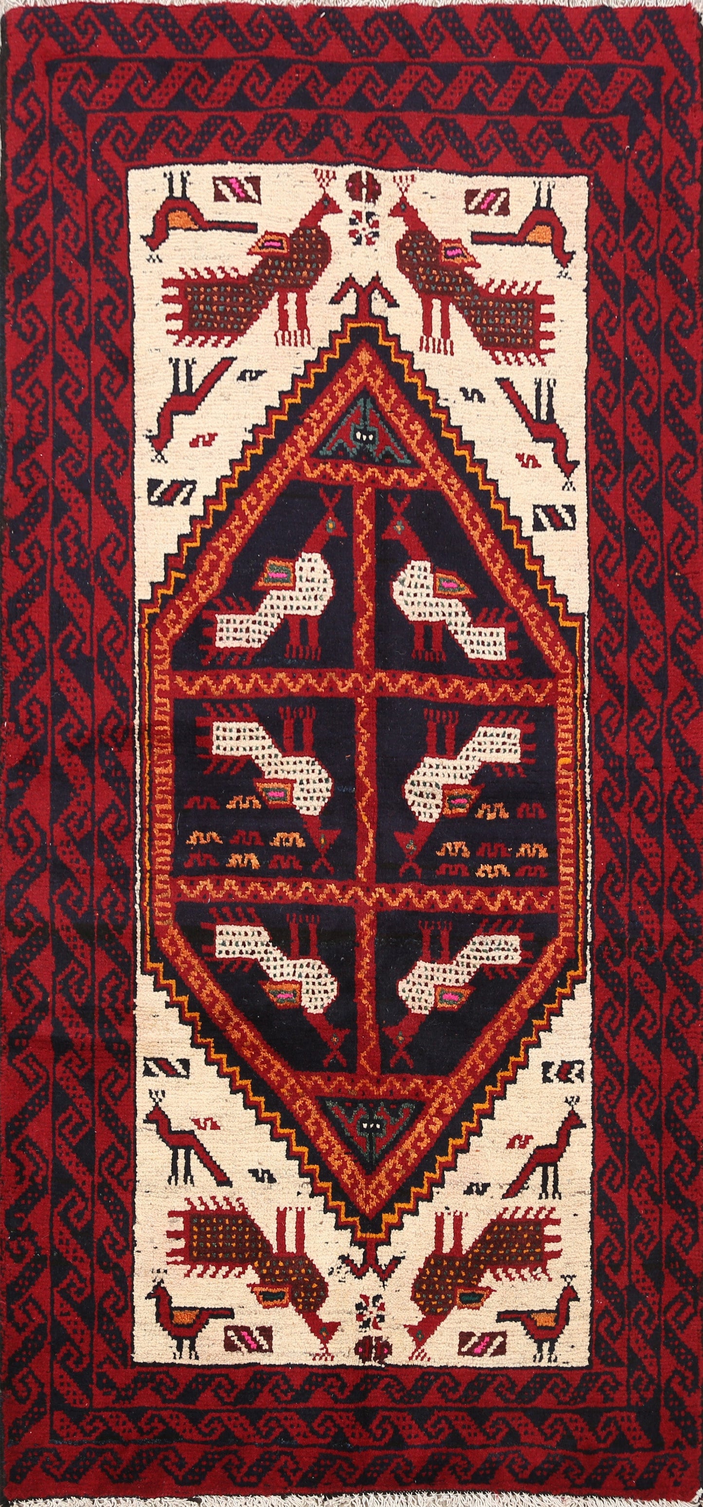 Tribal Balouch Afghan Oriental Area Rug 3x6