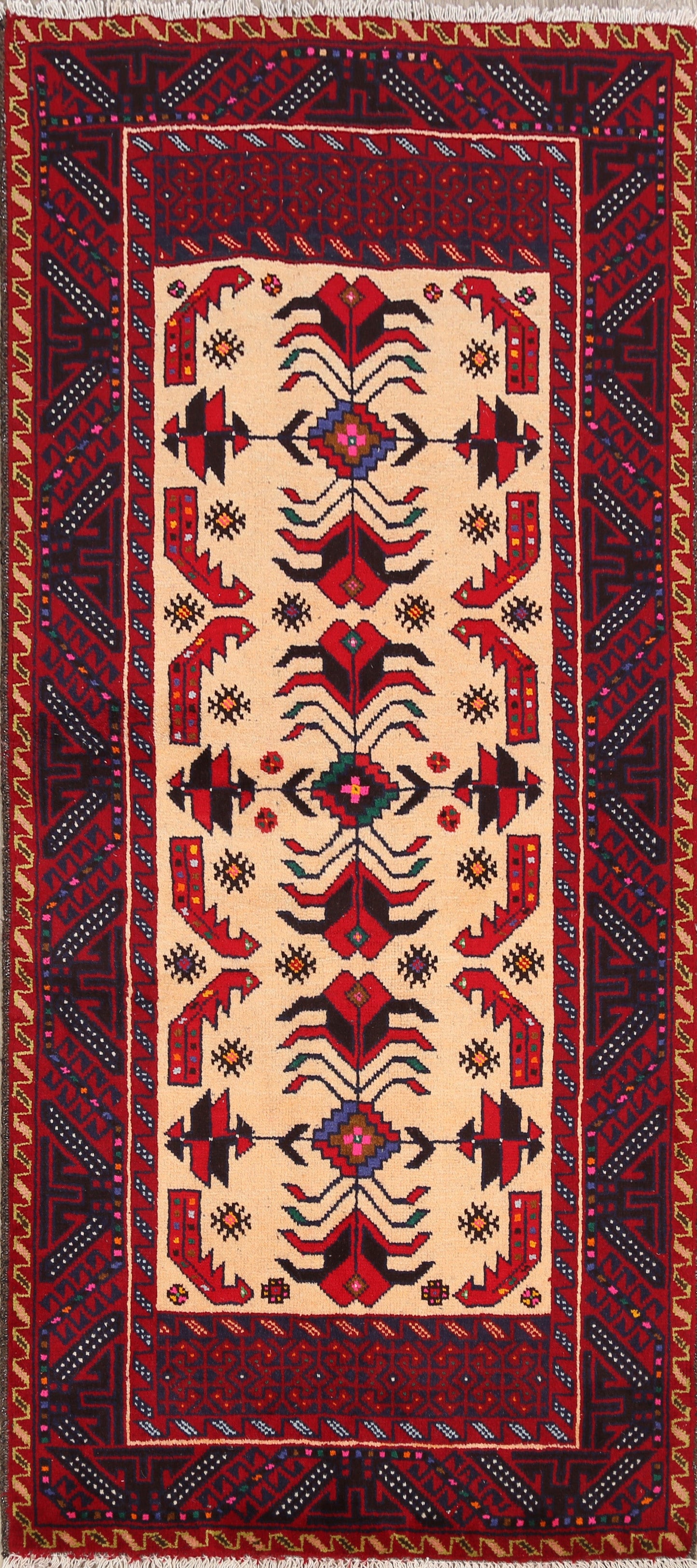 Tribal Balouch Afghan Oriental Area Rug 3x6