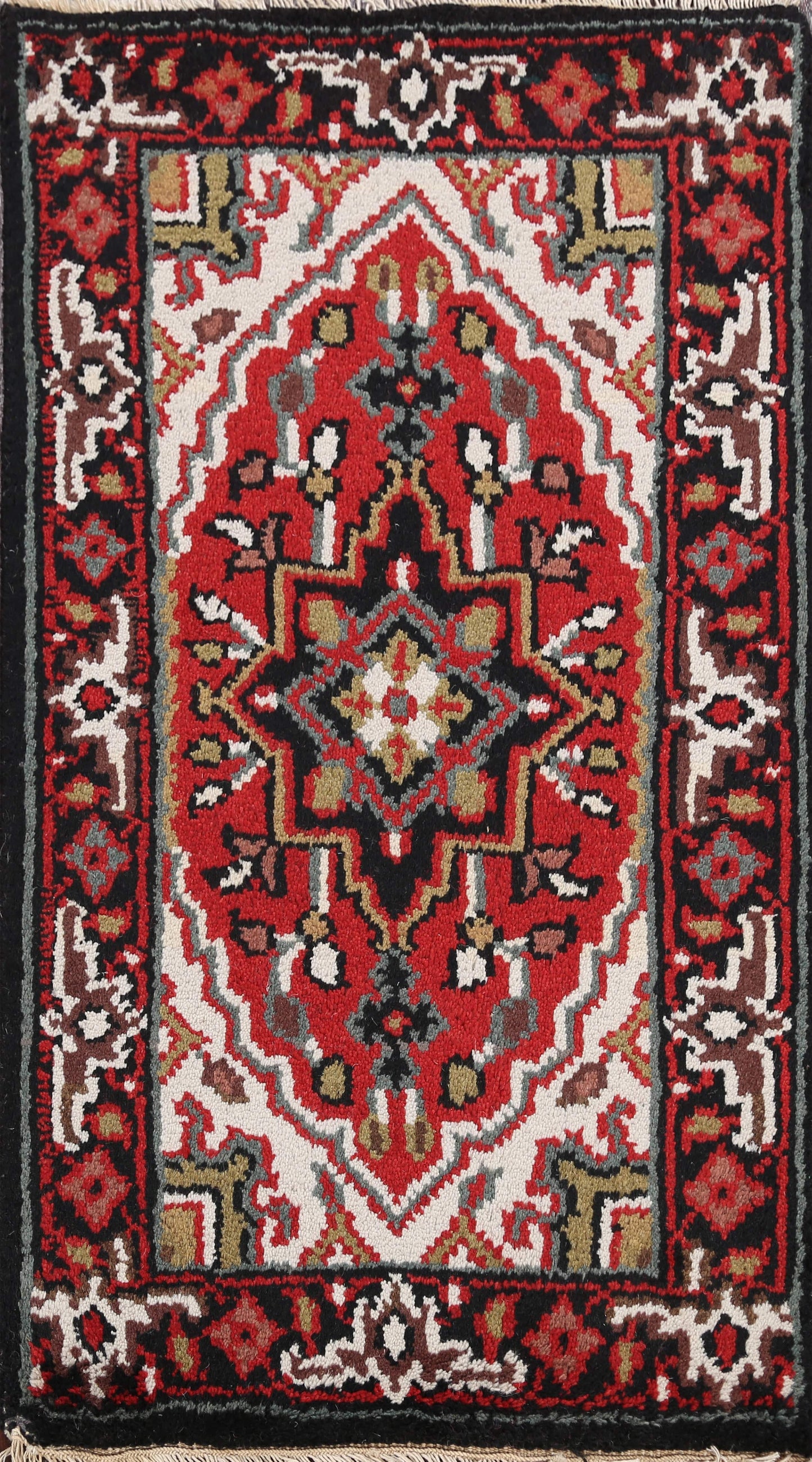 Geometric Heriz Oriental Wool Rug 2x3