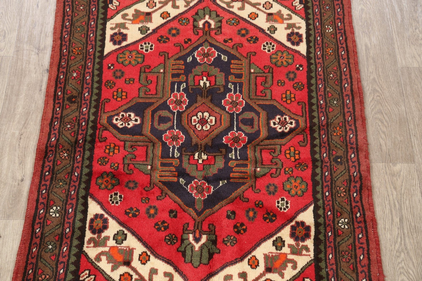 Geometric Hamedan Persian Area Rug 3x5